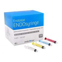 Endostar ENDOsyringe - strzykawki Luer Lock, 5 ml, mix kolorów, każdy po 25 szt., opakowanie 100 szt.